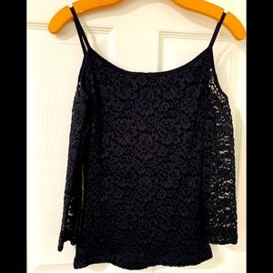 bebe Lace Off-shoulder Long Sleeve Blouse (XS)